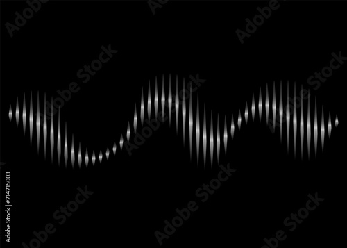 Sound wave rhythm. Sound wave isolated on black background. Vector illustration.