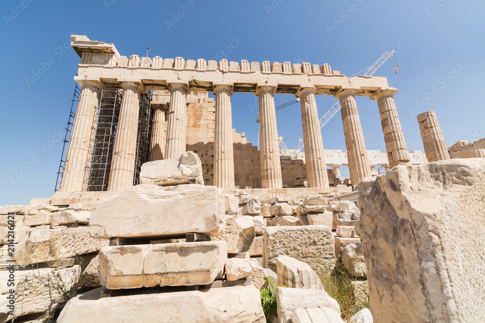 Ruins of Parthenon temple on the Acropolis, Athens, Greece