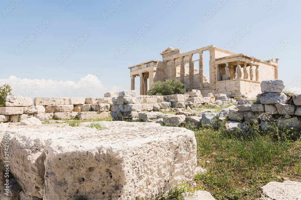 Ruins of old temple of Athena Polias near Parthenon temple, Athens, Greece Ruins of old temple of Athena Polias near Parthenon temple, Athens, Greece