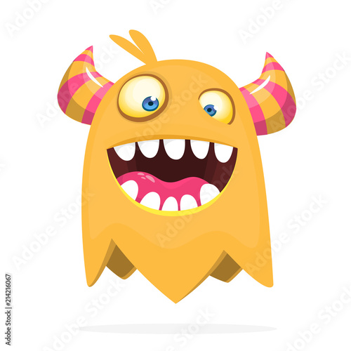 Funny cartoon monster. Vector Halloween orange monster. Big set of cartoon monsters