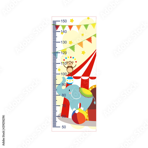 Growth meter, circus, children's height measurement . Vector illustration.