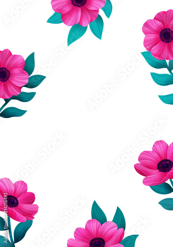Magic flowers template. Beautiful wild garden design. Vertical Design with be...
