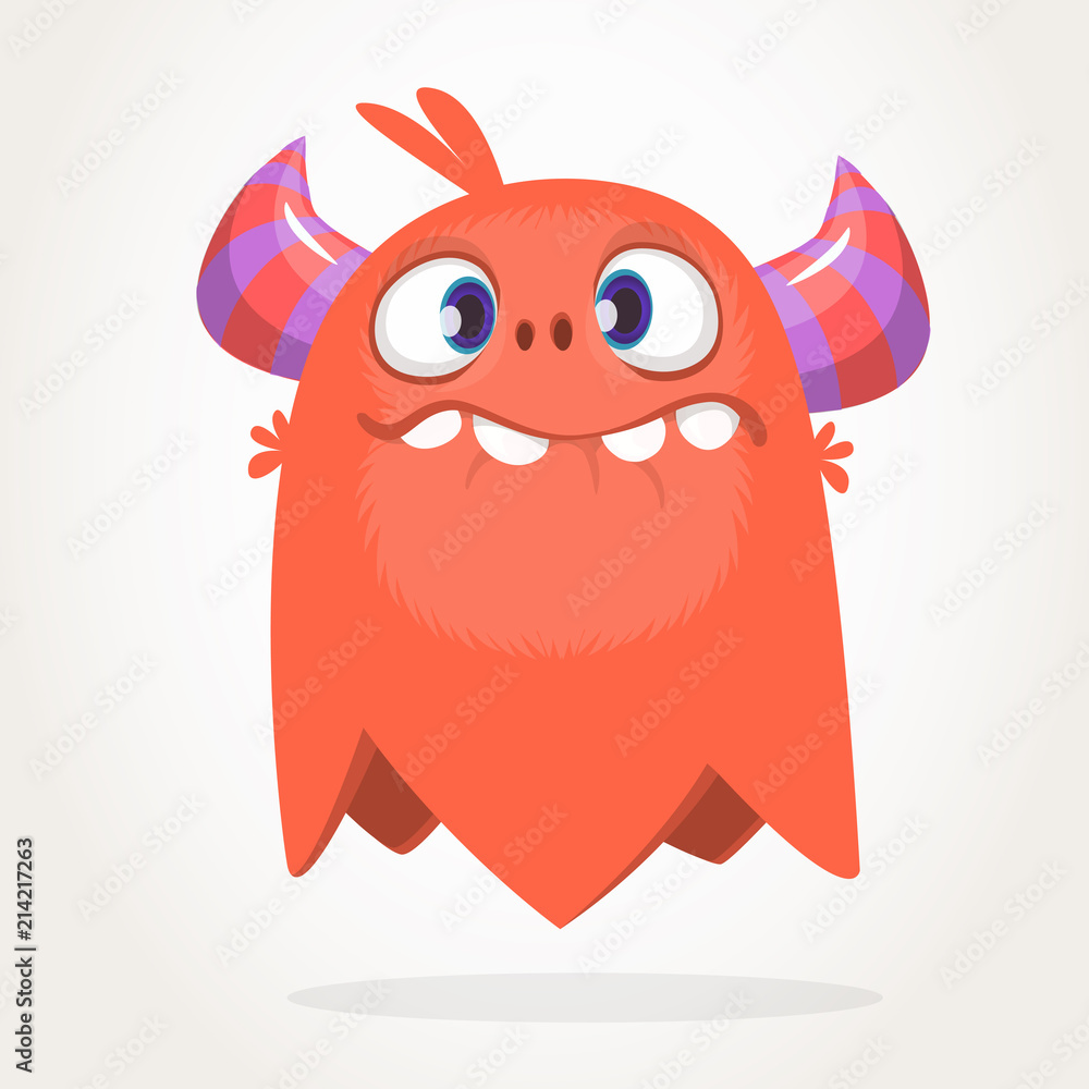 Cartoon red monster character. Vector illustration