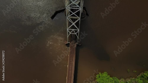 Flyover of KCS lift bridge on Neches River; downtown Beaumont, TX photo