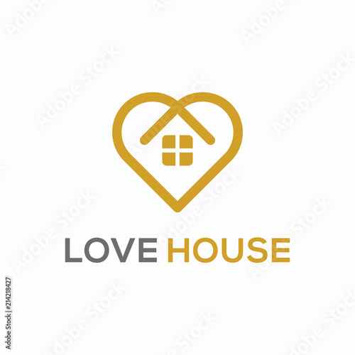 Love House Simple Logo Design Concept