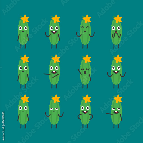 Cucumber character set different options and emotions photo