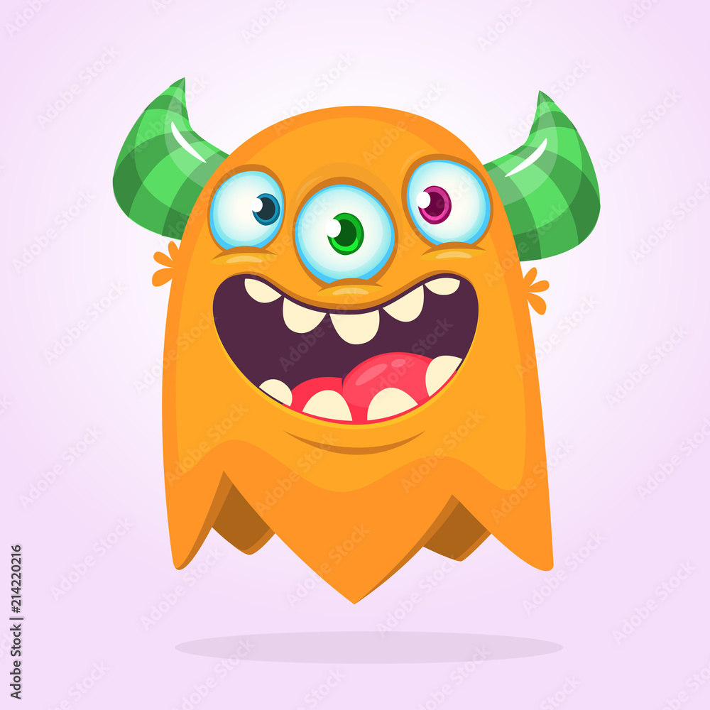 Obraz premium Happy cartoon monster. Vector character
