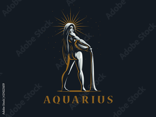 Sign of the zodiac Aquarius. Vector illustration.