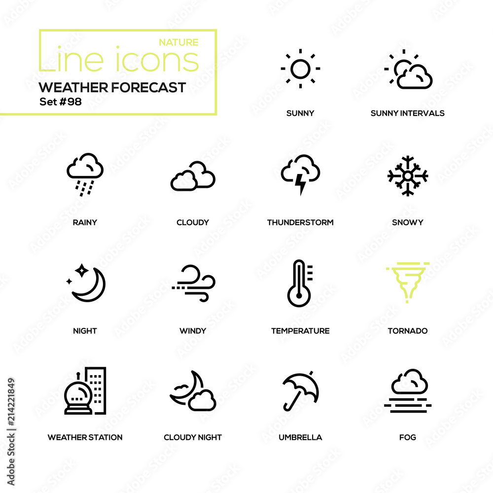 Weather forecast - modern line design icons set