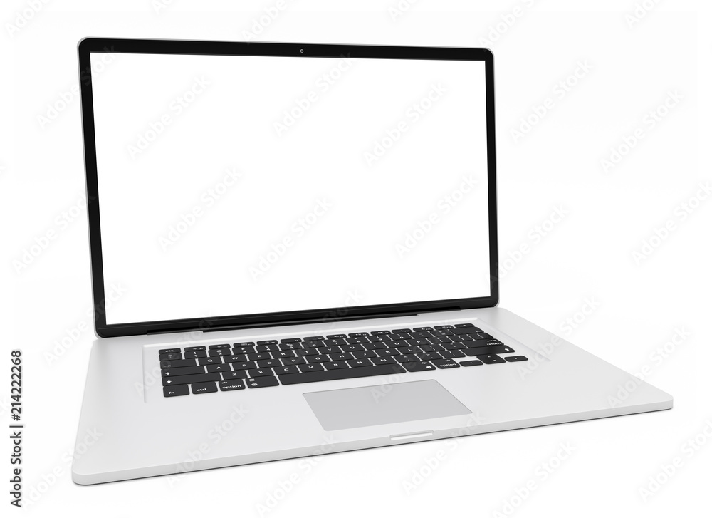 Modern silver laptop 3D rendering Modern silver laptop 3D rendering