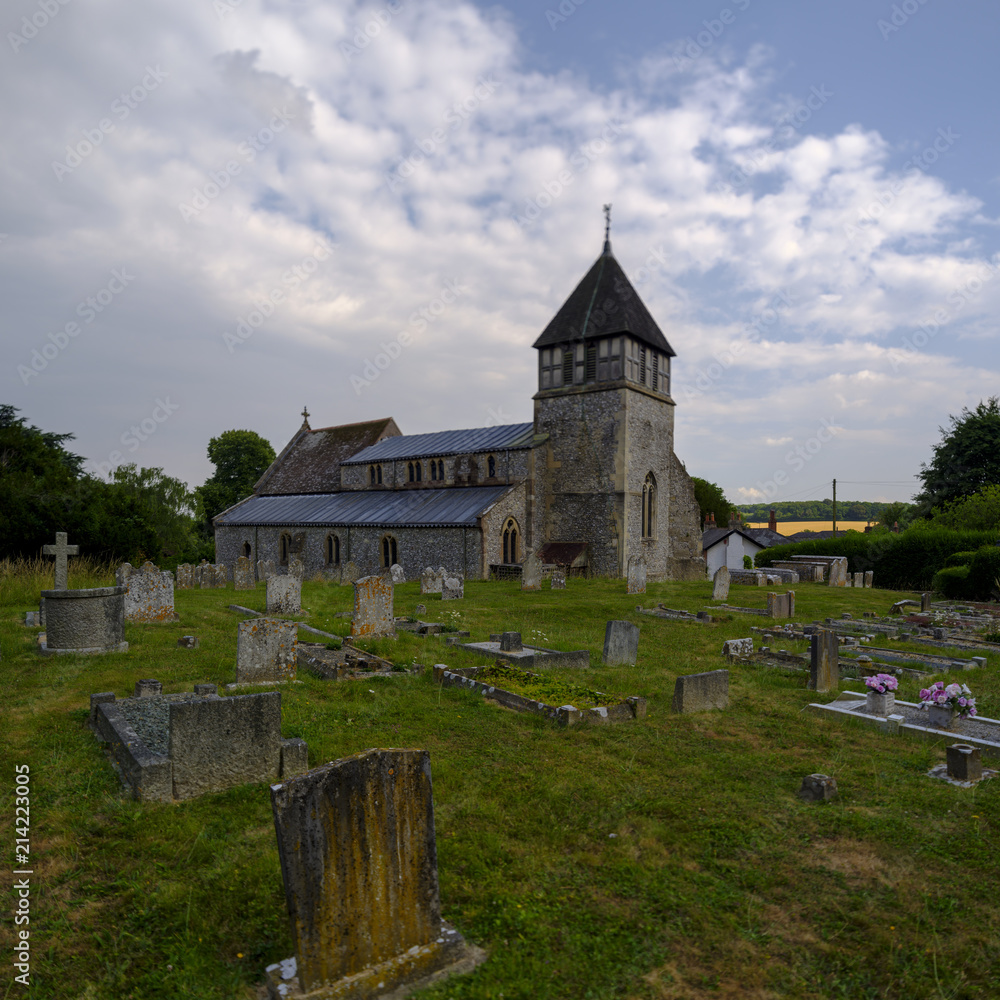 View of St Stephen's Church in the village of Sparsholt near Winchester, Hampshire, UK