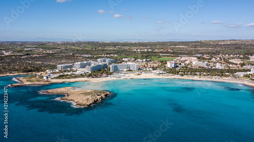 aerial view of touristic town on seashore with blue sky and sea, Cyprus © LIGHTFIELD STUDIOS