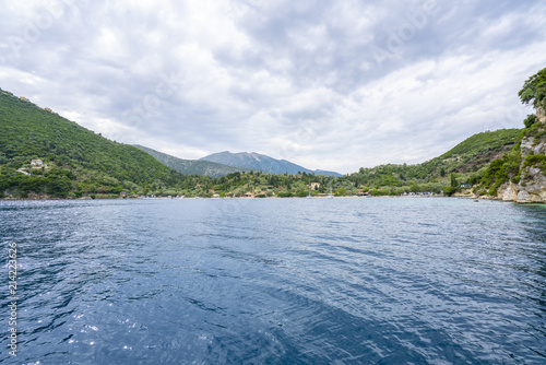 Desimi Beach Golf and nearby Island with clear water in Greece