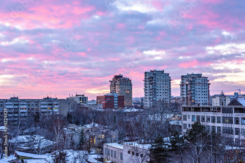 Beautiful sunset in Chisinau town