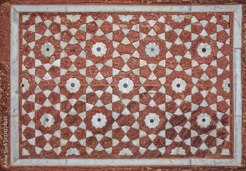 Beautiful marble carvings on Akbar's Tomb temple, Agra, India
