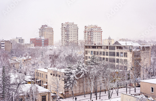 Snowy day in Chisinau town