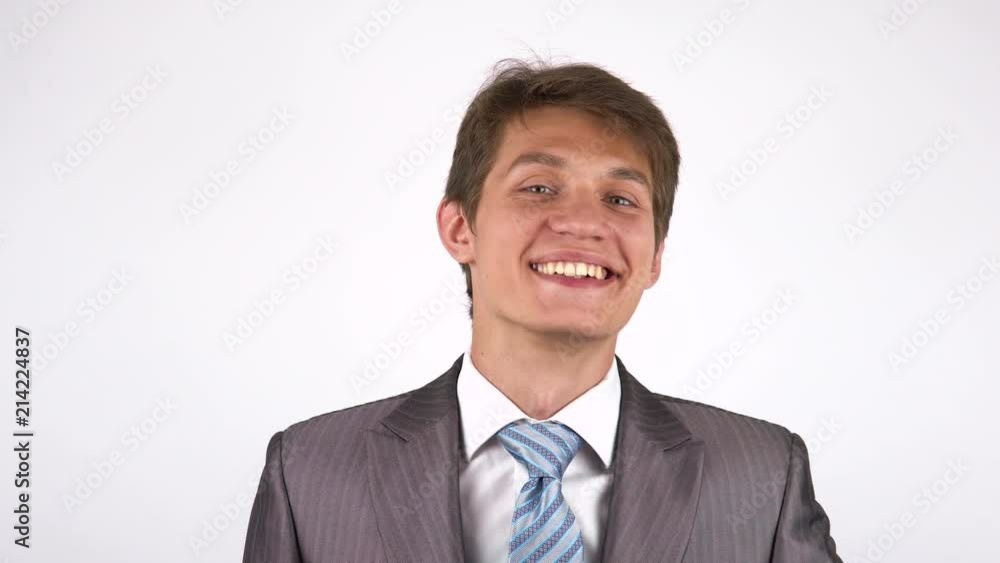 Happy Man Online Video Chat on white Background Happy Man Online Video Chat on white Background