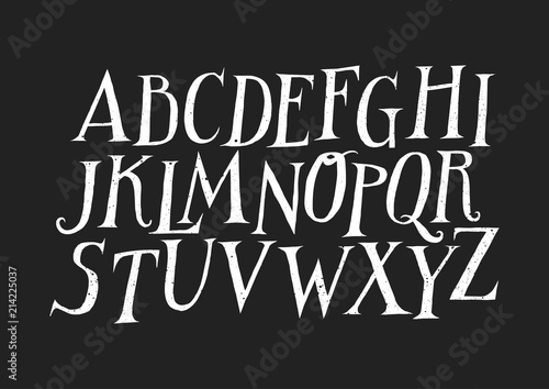 Vector uppercase alphabet. Handwritten letters with serifs and contrast.
