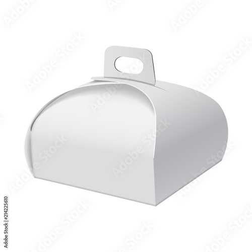 Gift Packaging Box with Handle mockup for Cake. Paperboard Packaging Container Template for Wedding Party Decoration