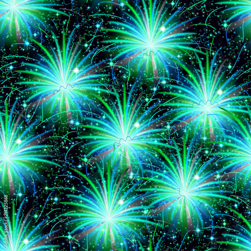 Wallpaper Mural Firework Seamless Background of Various Colors. Tile Pattern for Holiday Design. Eps10, Contains Transparencies. Vector Torontodigital.ca