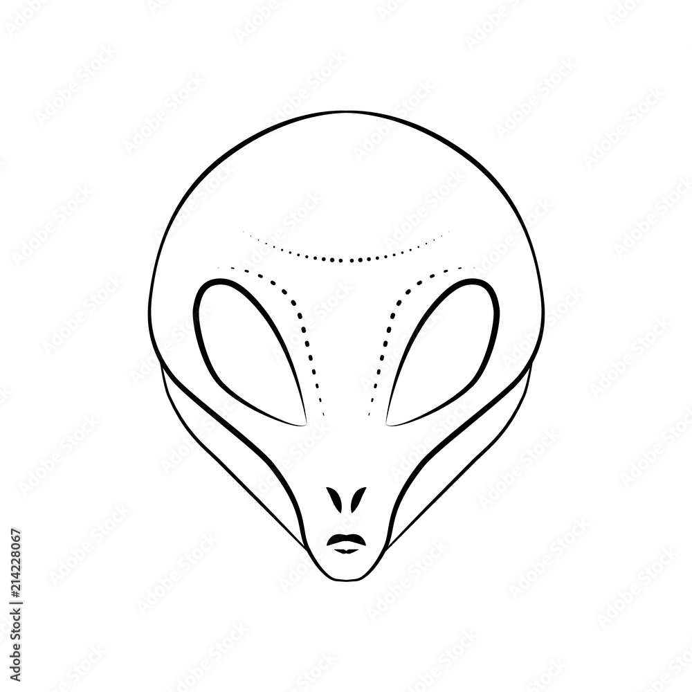 Alien head - vector illustration. The intergalactic kidnapper alien tattoo.  International World Day of UFO. Logo stylish art. Used for sticker, poster,  banner, web, t-shirt print. Stock Vector | Adobe Stock