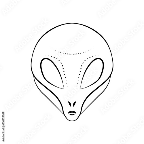 Alien head - vector illustration. The intergalactic kidnapper alien tattoo. International World Day of UFO. Logo stylish art. Used for sticker, poster, banner, web, t-shirt print.