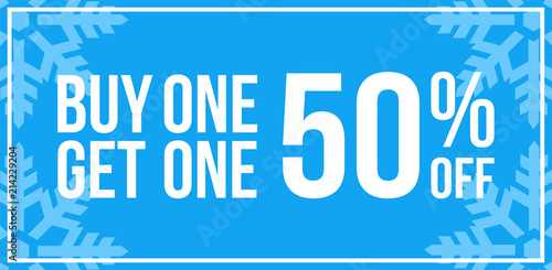 Buy One Get One 50% Off Sign Horizontal Winter Sale