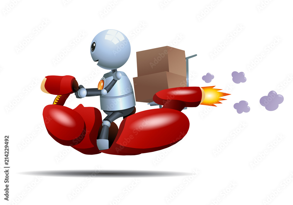 little robot riding bike delivering box little robot riding bike delivering box