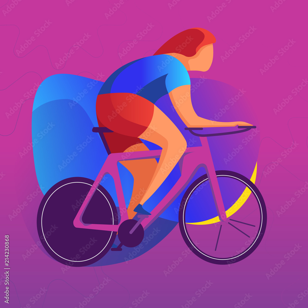 Cycling race colorful background. Cyclist vector silhouettes. Landing page.