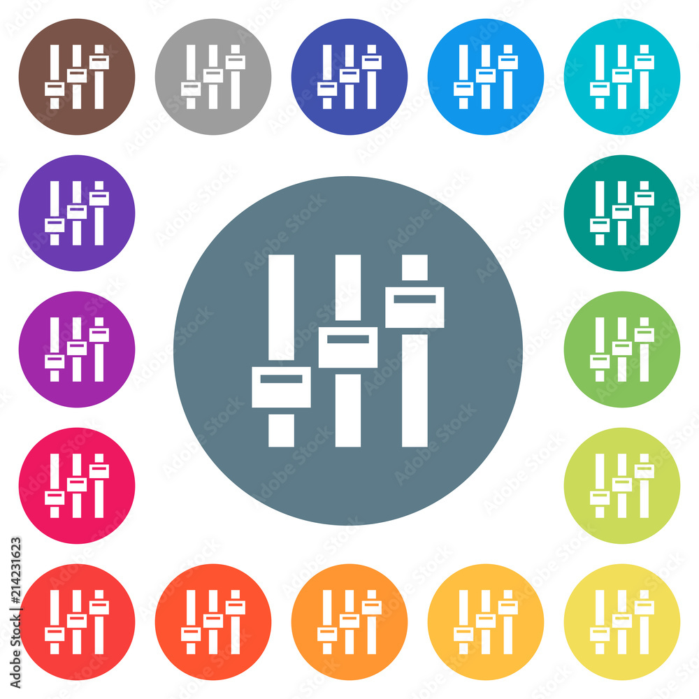 Adjust flat white icons on round color backgrounds Adjust flat white icons on round color backgrounds