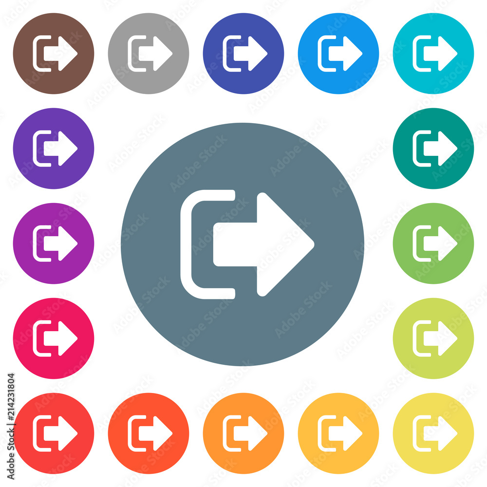 Sign out flat white icons on round color backgrounds Sign out flat white icons on round color backgrounds
