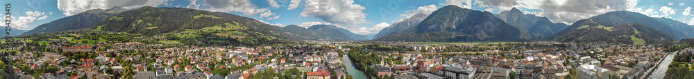 Beautiful aerial panoramic view of Lienz, Austria