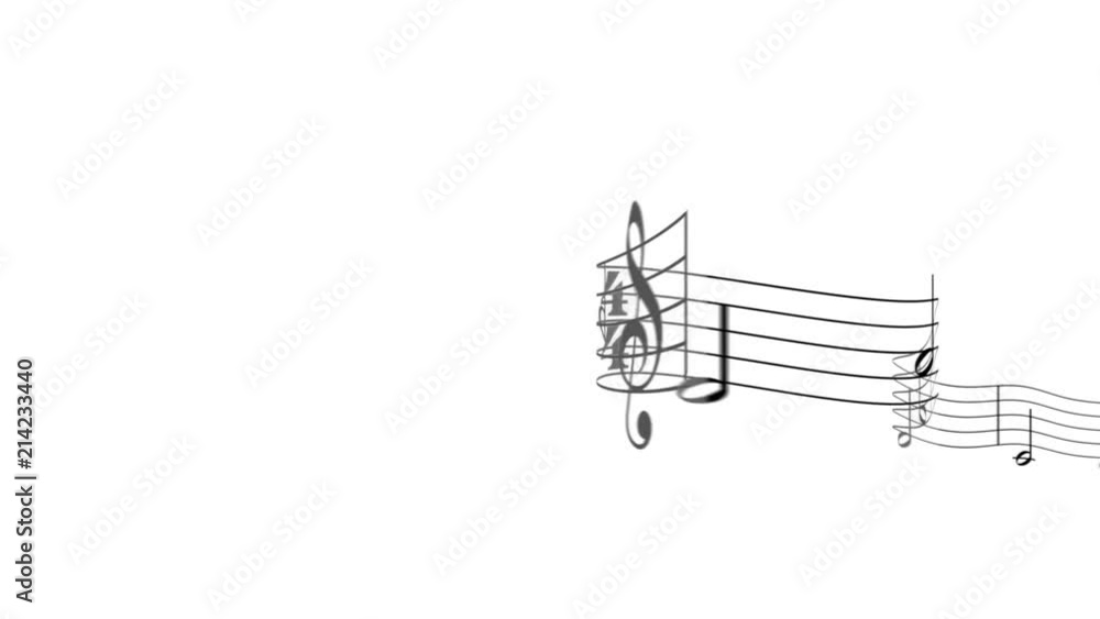 3d wavy black musical score scrolling on a white background 3d wavy black musical score scrolling on a white background