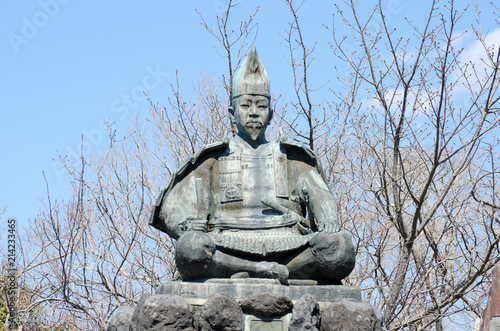 Принти на полотні Statue of samurai - founder and the first shogun of the Kamakura shogunate of Ja