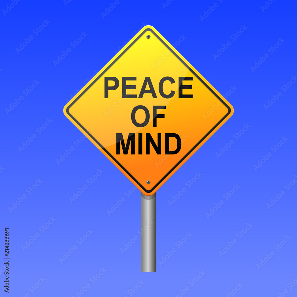 Peace of mind road sign concept.
