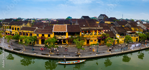  Hoi An, Vietnam : Panorama Aerial view of Hoi An ancient town, UNESCO world heritage, at Quang Nam province. Vietnam. Hoi An is one of the most popular destinations in Vietnam