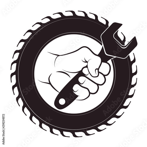 Repair of car tire vector