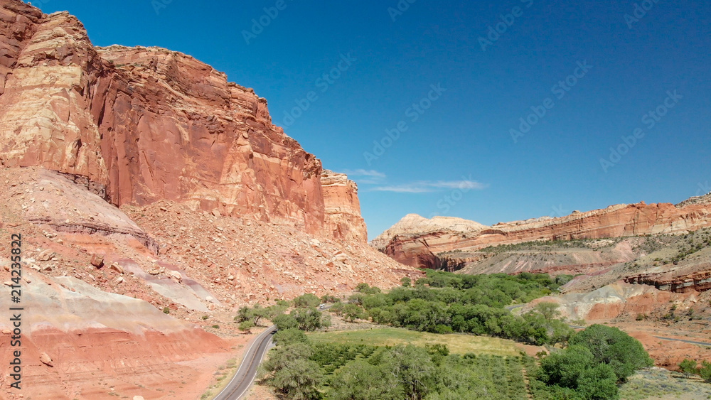Red mountain of beautiful canyon aerial view