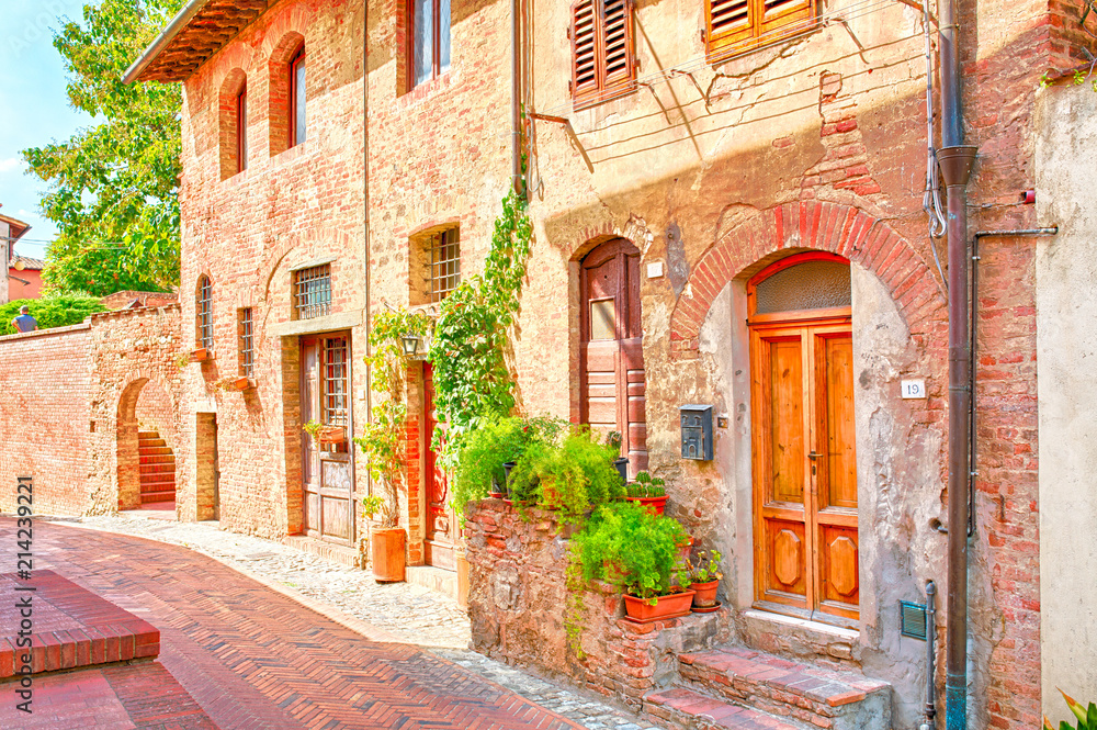 Beautiful old terracotta colored houses in Italy.