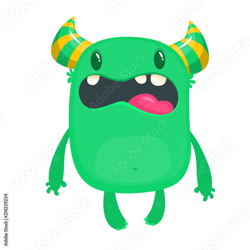Angry cartoon monster. Vector Halloween green monster. Big set of cartoon monsters