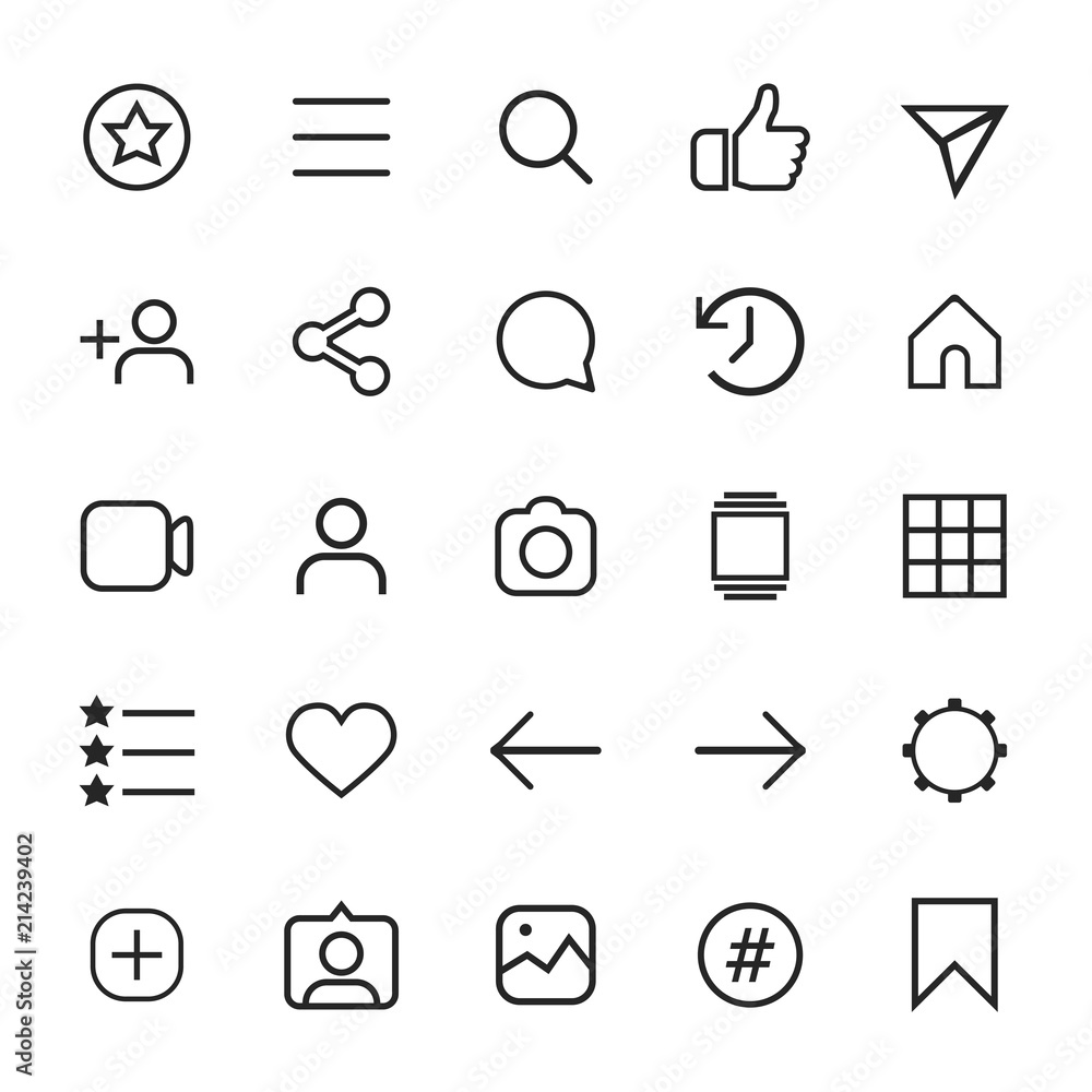 Set of internet linear icons for social media Stock Vector | Adobe Stock