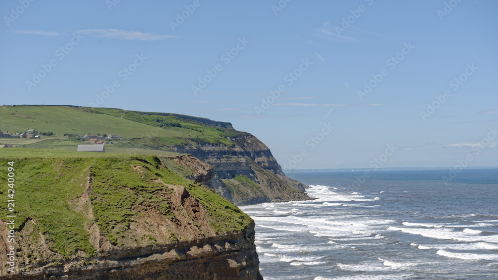 North Sea vista from the cliffs (Cowbarn Nab) at Staithes in North Yorkshire, England