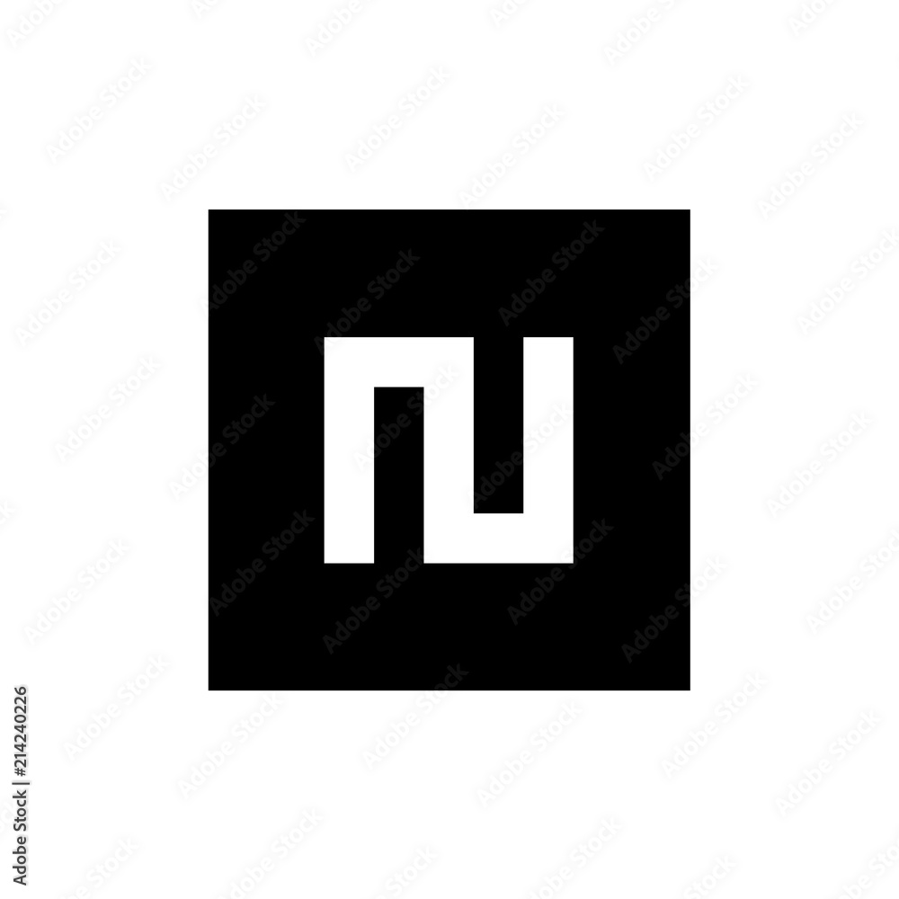 Initial Letter N Logo Icon, Combined With Square Shape, Black and White Vector Logo Initial Letter N Logo Icon, Combined With Square Shape, Black and White Vector Logo