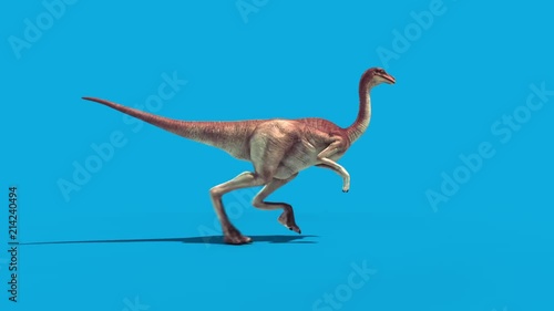 Jurassic World Gallimimus Walkcycle Side Blue Screen 3D Rendering Animation photo