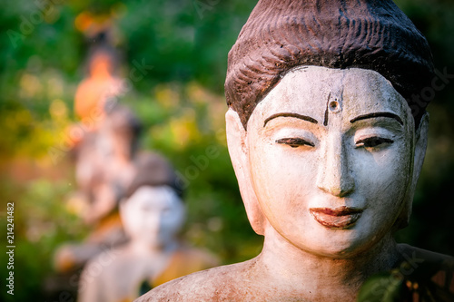 Lot Buddhas statues in Loumani Buddha Garden. Hpa-An, Myanmar (Burma)