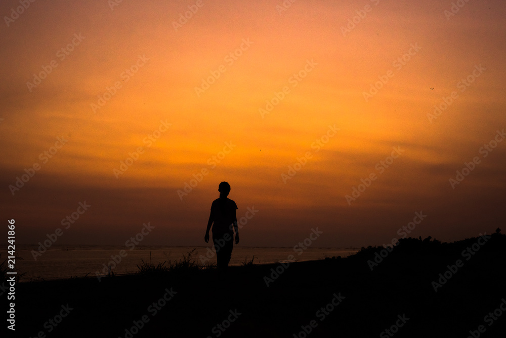 young woman walk