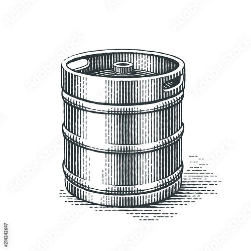 Keg. Hand drawn engraving style illustrations. 
