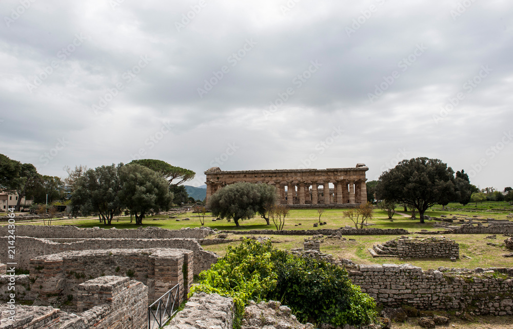 Hera- (Poseidon-)Tempel, Archäologische Stätte Paestum, UNESCO, Parco Nazionale di Cilento, Provinz Salerno, Region Campania, Kampanien, Italien
