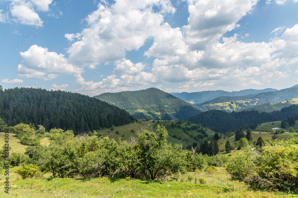 Mountains blue sky and clouds