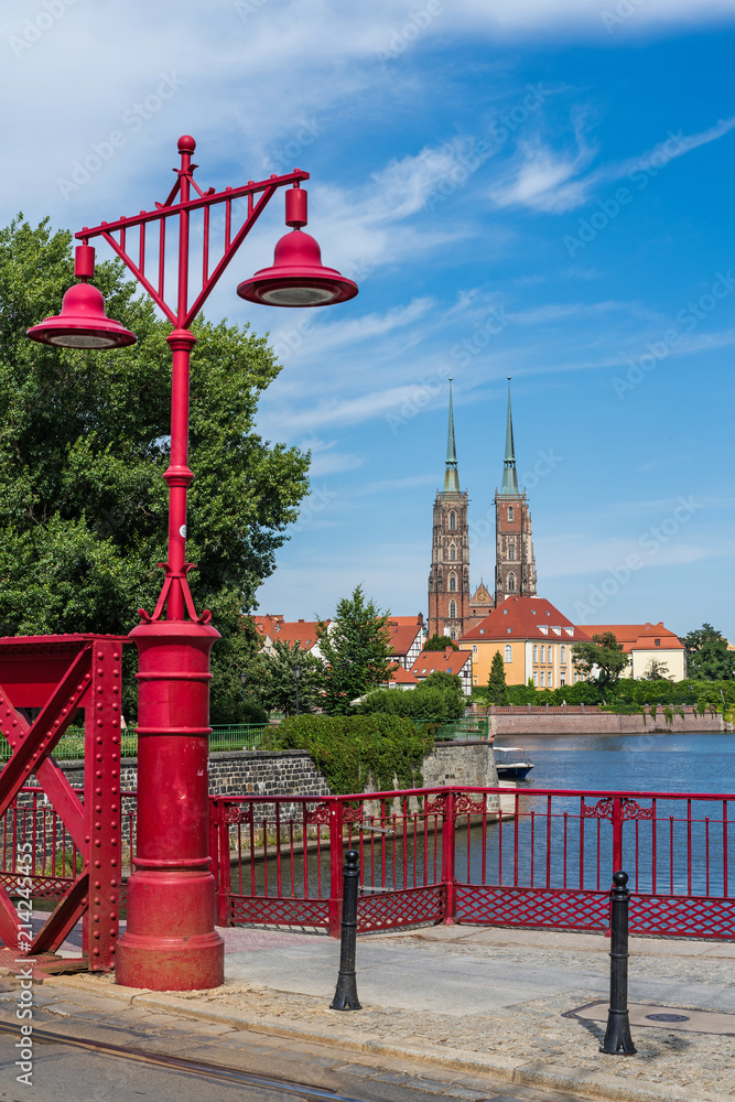 Naklejka premium Breslau - Blick von der Sandinsel auf die Dominsel